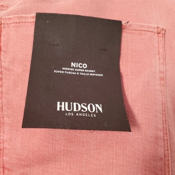 Hudson Super Skinny Denim Jeans Nico Mid-Rise Pink (NWOT) - Picture 3 of 5